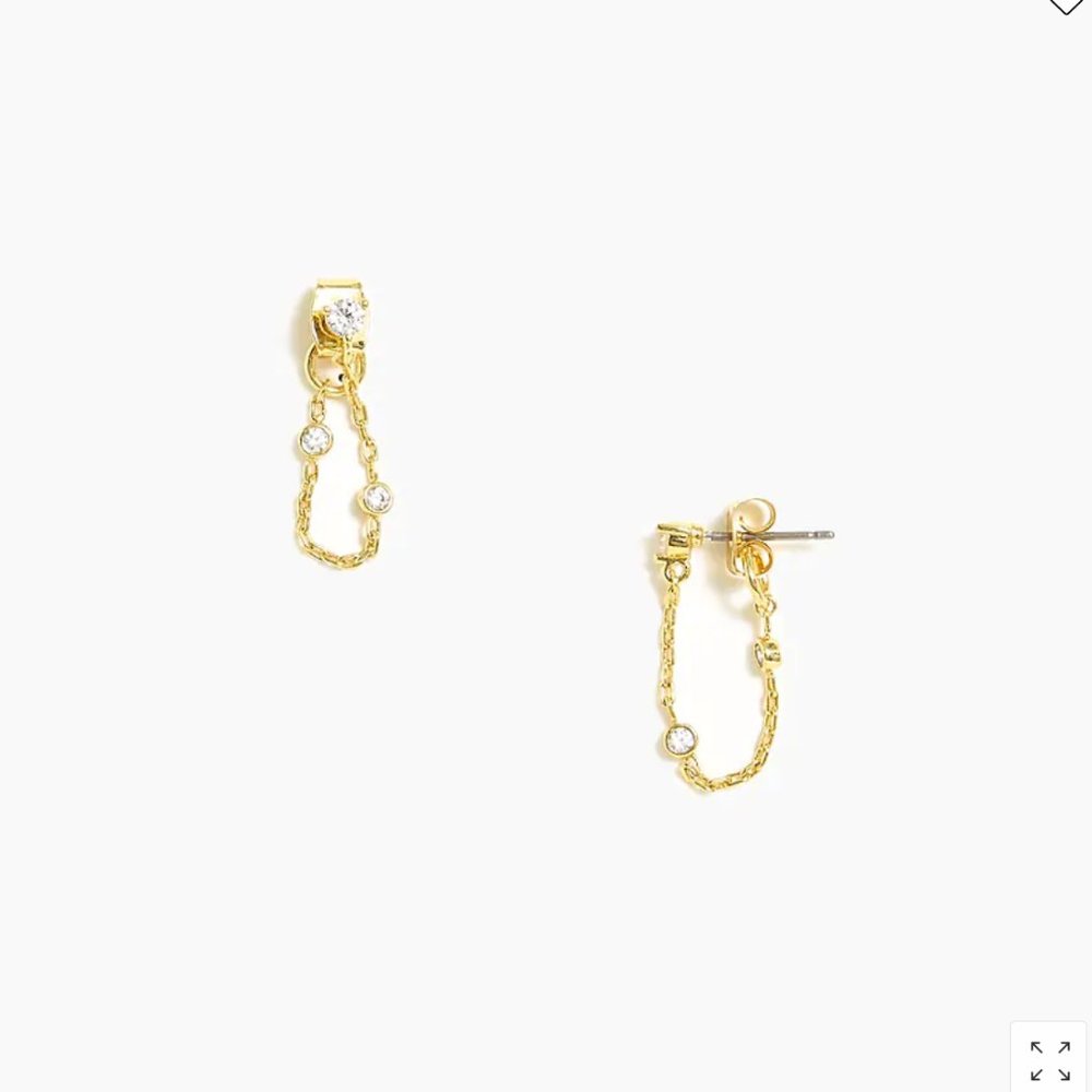 J Crew Chainlink earrings with crystal charm, NWT - Picture 2 of 3